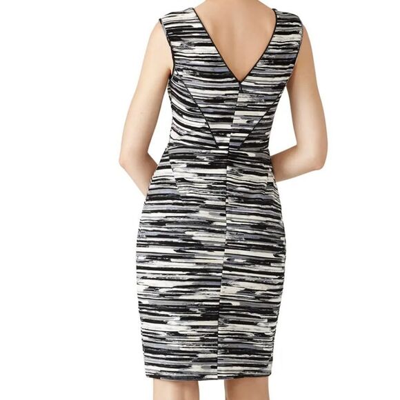 TART Fitted Mini Dress Sz S Black/White/Gray Stripes Abstract Animal Print. EUC - Picture 2 of 11